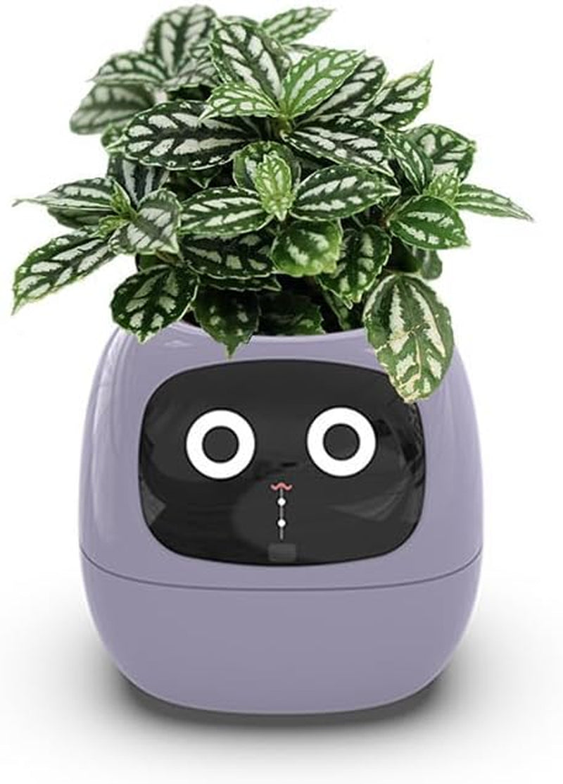 Smart Flowerpots with 49 Expressions, AI Smart Pet Planter, Gifts for Plant Lovers,Smart Planter,7 Inbuilt Sensors, Smart Plant Pot for Indoor Decoration (Purple)