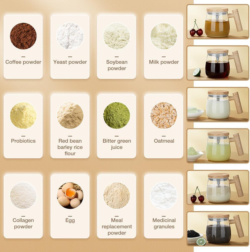 Electric Mixing Mug,Self Stirring Coffee Mug with Lid & Handle Home Office Stirring Cup,400Ml Lightweight Self Mixing Cup High Speed Suitable for Coffee/Milk/Protein Powder