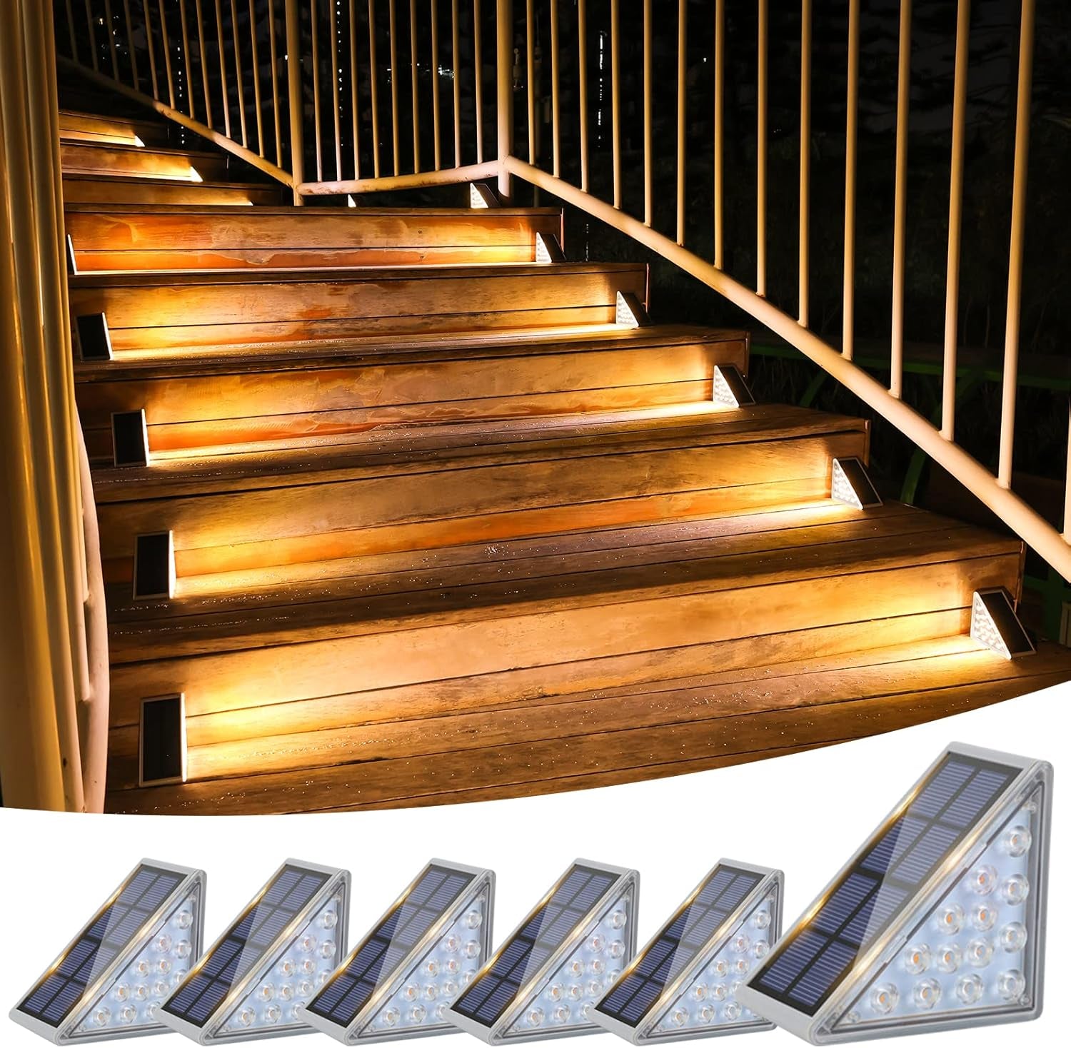 Solar Stair Lights 6 Pack, Solar Step Lights Outdoor Waterproof IP67, LED Outdoor Step Light,Outdoor Light Decor for Garden Stair, Deck, Front Step, Front Porch, and Patio(3000K)