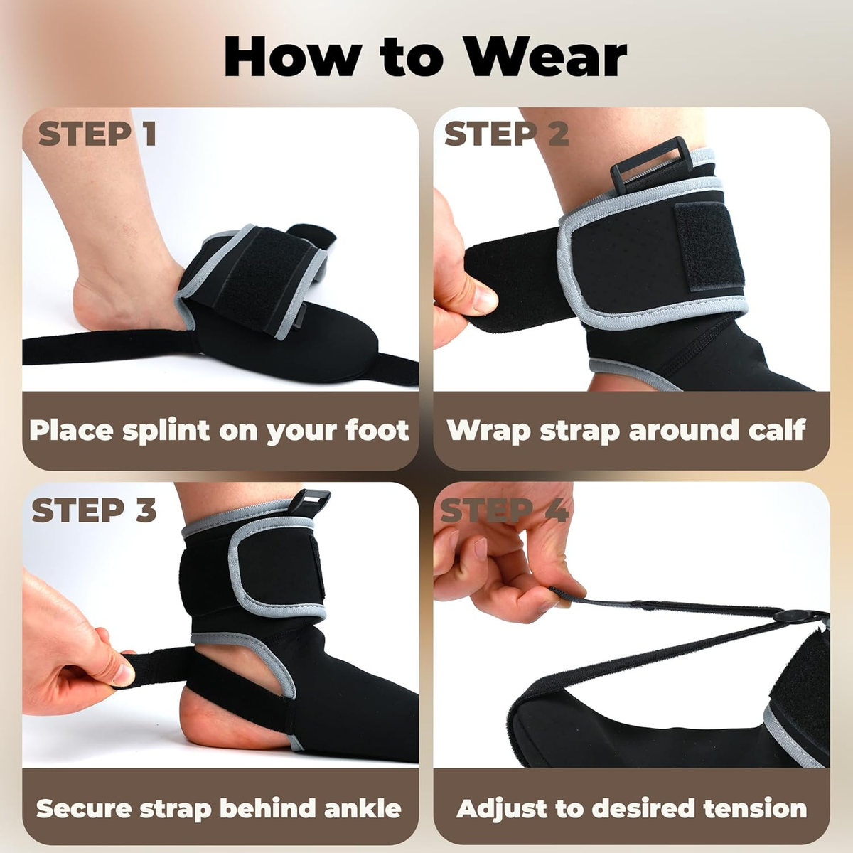 Plantar Fasciitis Night Splint Sock - Adjustable Planter Facetious Relief Brace for Women Men,Soft Plantar Fascia Boot for Sleeping,Support Relief Foot Drop Achilles Tendonitis Relief Day Night