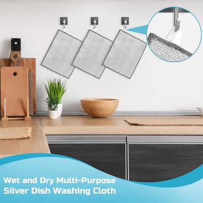 12 Pcs New Upgrade 3-Layer Metal Dish Cloth, No Scratches and No Odor, Multipurpose Wire Dishwashing Rag for Wet and Dry, Kitchen Cleaning Dishrags,Sinks,Dishes,Stove Top, Dimensions(7.08X8.86)