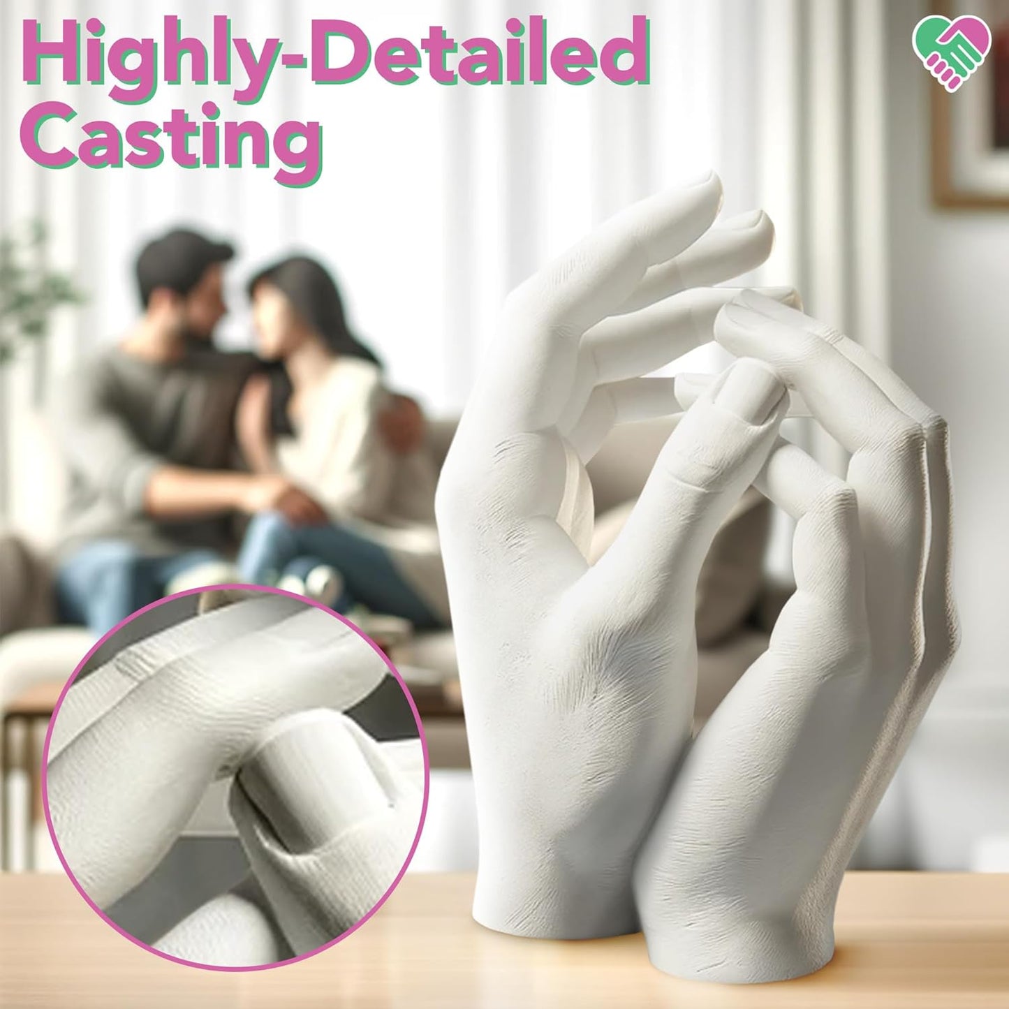 Hand Casting Kit – the Original Hand Mold Kit for Couples – Valentines Day Gifts for Her and Him - Anniversary Engagement Gifts for Women Men Mom Wife Boyfriend Girlfriend Wedding Bridal