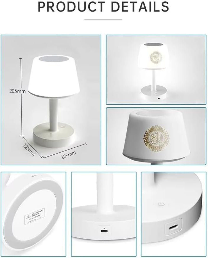 Portable Quran Speaker with Bluetooth & Touch Control – Islamic Muslim Quran Player, Nightlight Bedside Lamp, Table Decoration, Gift for Home & Prayer