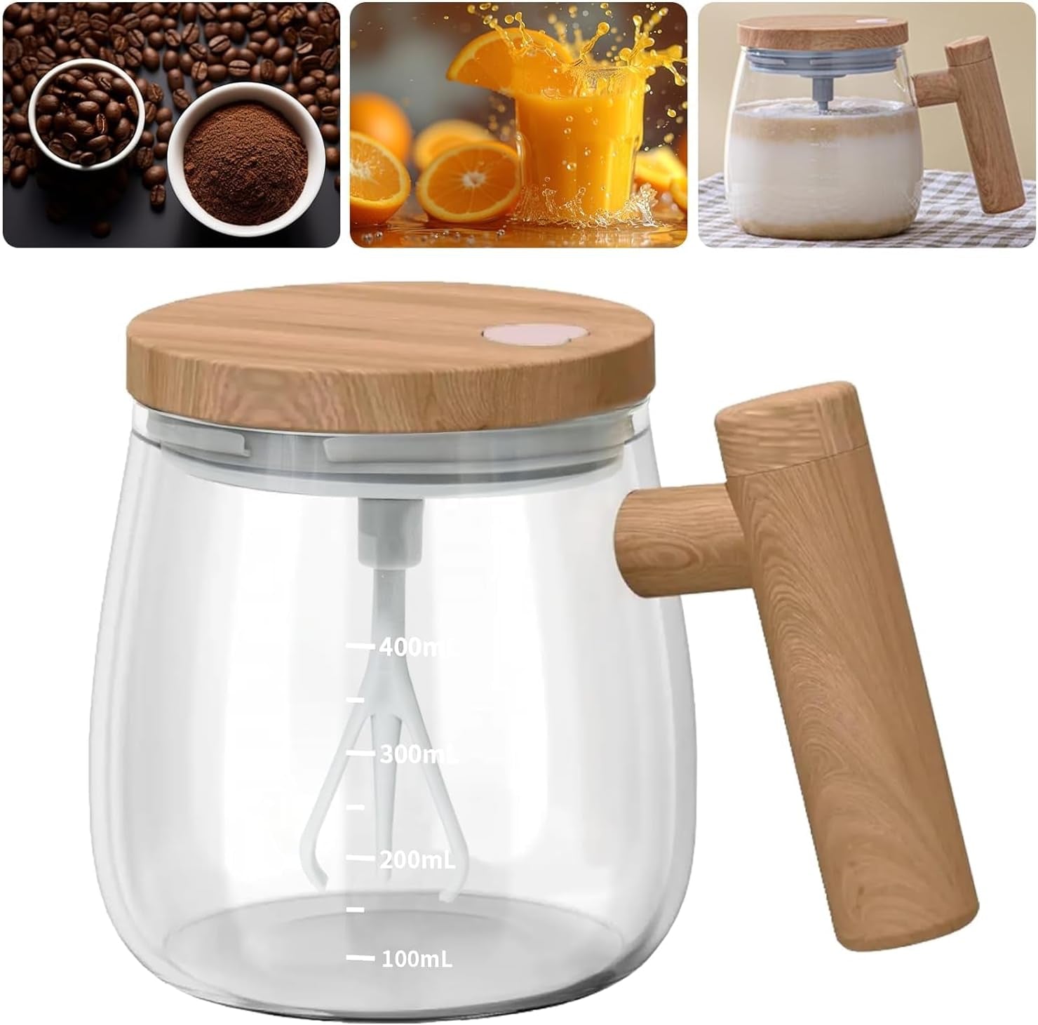 Electric Mixing Mug,Self Stirring Coffee Mug with Lid & Handle Home Office Stirring Cup,400Ml Lightweight Self Mixing Cup High Speed Suitable for Coffee/Milk/Protein Powder