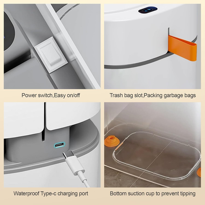 Bathroom Trash Can with Lid, Motion Sensor Trash Can Automatic Touchless, 3.5 Gallon Smart Garbage Can with Lid,Auto-Adsorption Slim Small Waste Basket for Bedroom,Bathroom,Kitchen