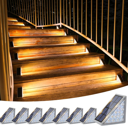 Solar Stair Lights 6 Pack, Solar Step Lights Outdoor Waterproof IP67, LED Outdoor Step Light,Outdoor Light Decor for Garden Stair, Deck, Front Step, Front Porch, and Patio（3000K）