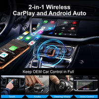 Wireless Carplay Adapter for Iphone,Wired Carplay to Wireless,Android Auto 2In1 Mini USB Design with Fast Stable Connection Car Play for Apple Ios 10+, Android 11+ Version