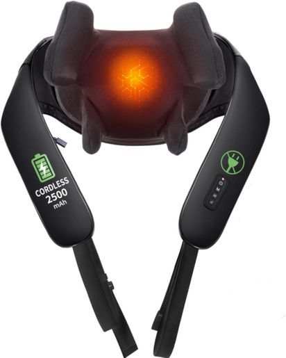 Electric Shiatsu Back and Neck Massager, Cordless Shoulder Massager with Heat, Deep Tissue 3D Kneading Massage Pillow for Shoulder, Leg, Body Muscle Pain Relief, Gifts for Men Women