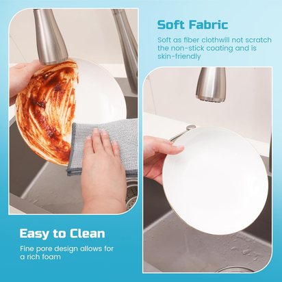 12 Pcs New Upgrade 3-Layer Metal Dish Cloth, No Scratches and No Odor, Multipurpose Wire Dishwashing Rag for Wet and Dry, Kitchen Cleaning Dishrags,Sinks,Dishes,Stove Top, Dimensions(7.08X8.86)