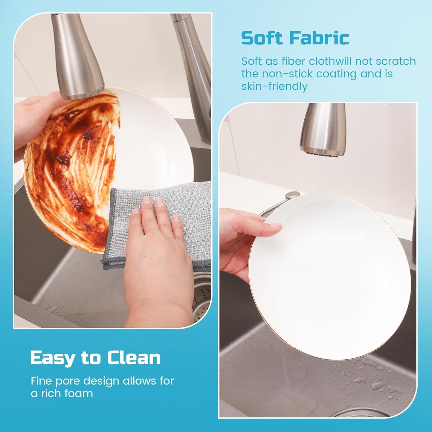 12 Pcs New Upgrade 3-Layer Metal Dish Cloth, No Scratches and No Odor, Multipurpose Wire Dishwashing Rag for Wet and Dry, Kitchen Cleaning Dishrags,Sinks,Dishes,Stove Top, Dimensions(7.08X8.86)