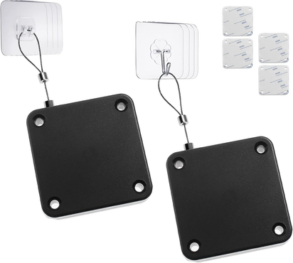 800G Set of 2 Punch-Free Automatic Sensor Door Closer, Multifunctional Drawstring Auto Door Closer for Residential Commercial Bedroom Room Storm (2 Pcs Black)