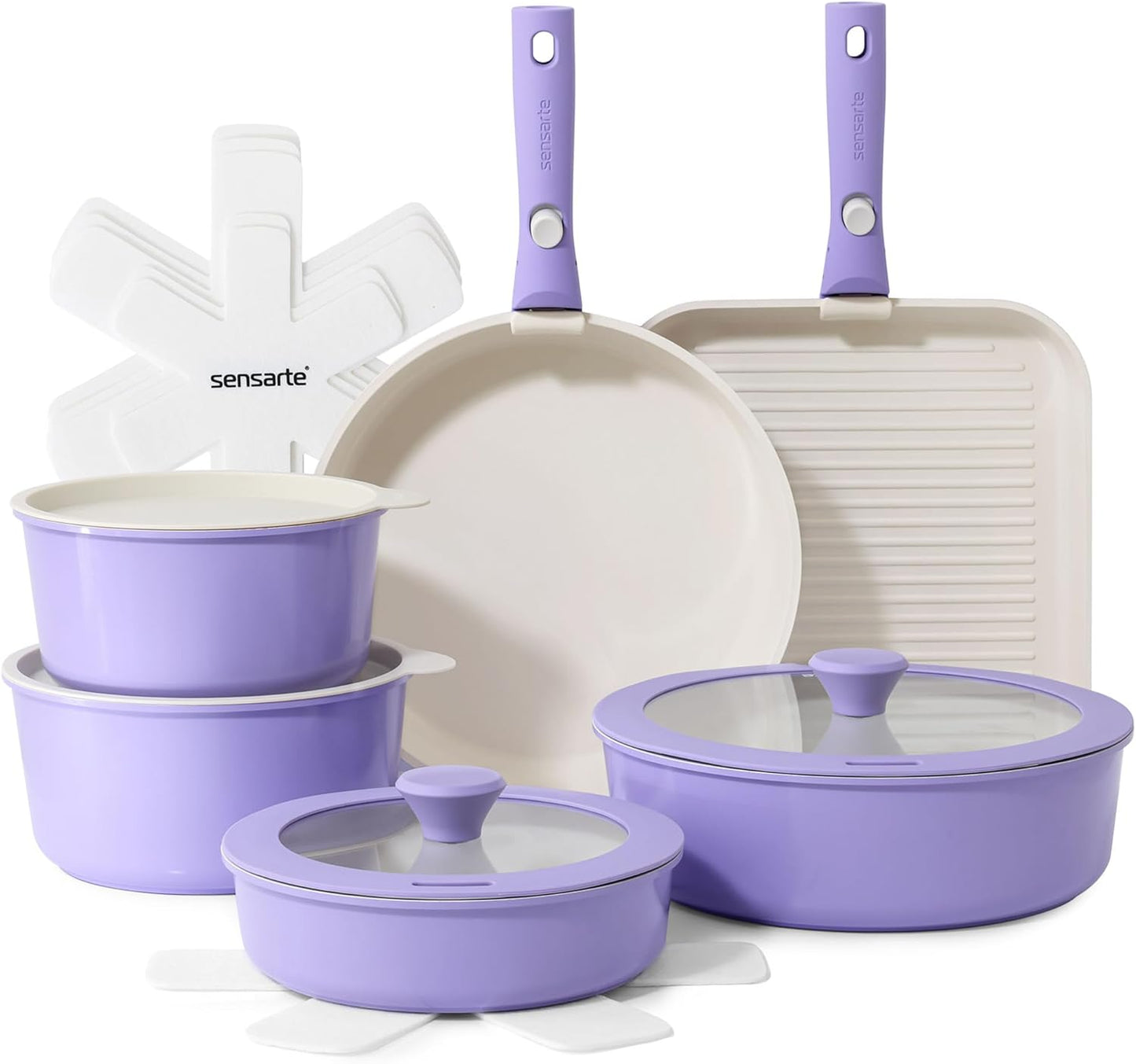 17 Piece Pots and Pans Set, Nonstick Detachable Handle Cookware Set, Induction Kitchen Cookware Set with Removable Handle, Healthy Non Stick for RV, Dishwasher ＆ Oven Safe, PFOA Free (Black)