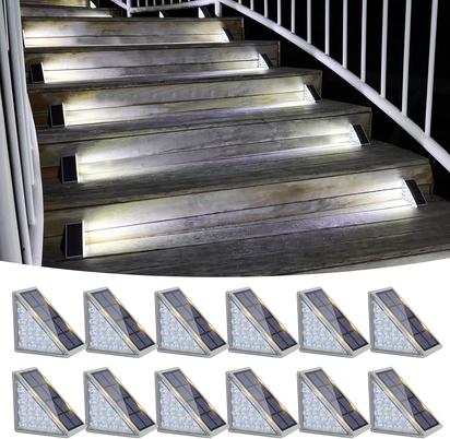Solar Stair Lights 6 Pack, Solar Step Lights Outdoor Waterproof IP67, LED Outdoor Step Light,Outdoor Light Decor for Garden Stair, Deck, Front Step, Front Porch, and Patio（3000K）