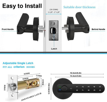 Fingerprint Door Lock- Smart Door Knob,Biometric Door Lock，With Passcode Keypad Keyless Entry Door Handle，For Bedroom Home Hotel Office Apartment (Black with APP)