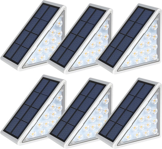 LED Solar Step Lights Waterproof Outdoor Stair Lights, Solar Deck Lights Outdoor Decor IP67 Solar Decoration Lights for Yard, Patio, Garden, Walkways, Front Door, Pathway, Driveway, Porch 6 Pack