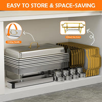 Chafing Dish Buffet Set 9QT 4 Pack, Gold Chafing Dishes for Buffet with 4 Serving Tongs, Buffet Set Full Size Large Serving Chafing Dishes, Warming Food Tray for Catering & New Year Parties