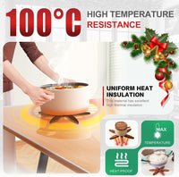 Wooden Trivet Tree Set for Hot Dishes, 100% Natural Wood, Expandable Design Coaster, Foldable Tree-Sharped Placemats with 4Pcs(Walnut Color)