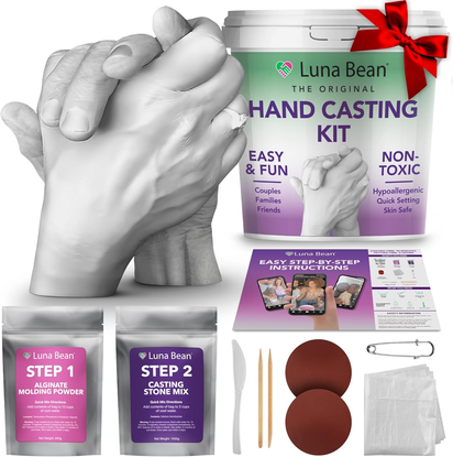 Hand Casting Kit – the Original Hand Mold Kit for Couples – Valentines Day Gifts for Her and Him - Anniversary Engagement Gifts for Women Men Mom Wife Boyfriend Girlfriend Wedding Bridal