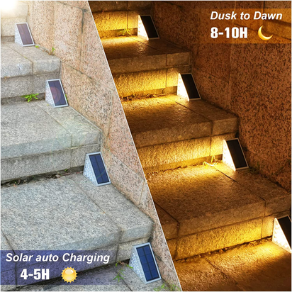 Solar Stair Lights 6 Pack, Solar Step Lights Outdoor Waterproof IP67, LED Outdoor Step Light,Outdoor Light Decor for Garden Stair, Deck, Front Step, Front Porch, and Patio（3000K）