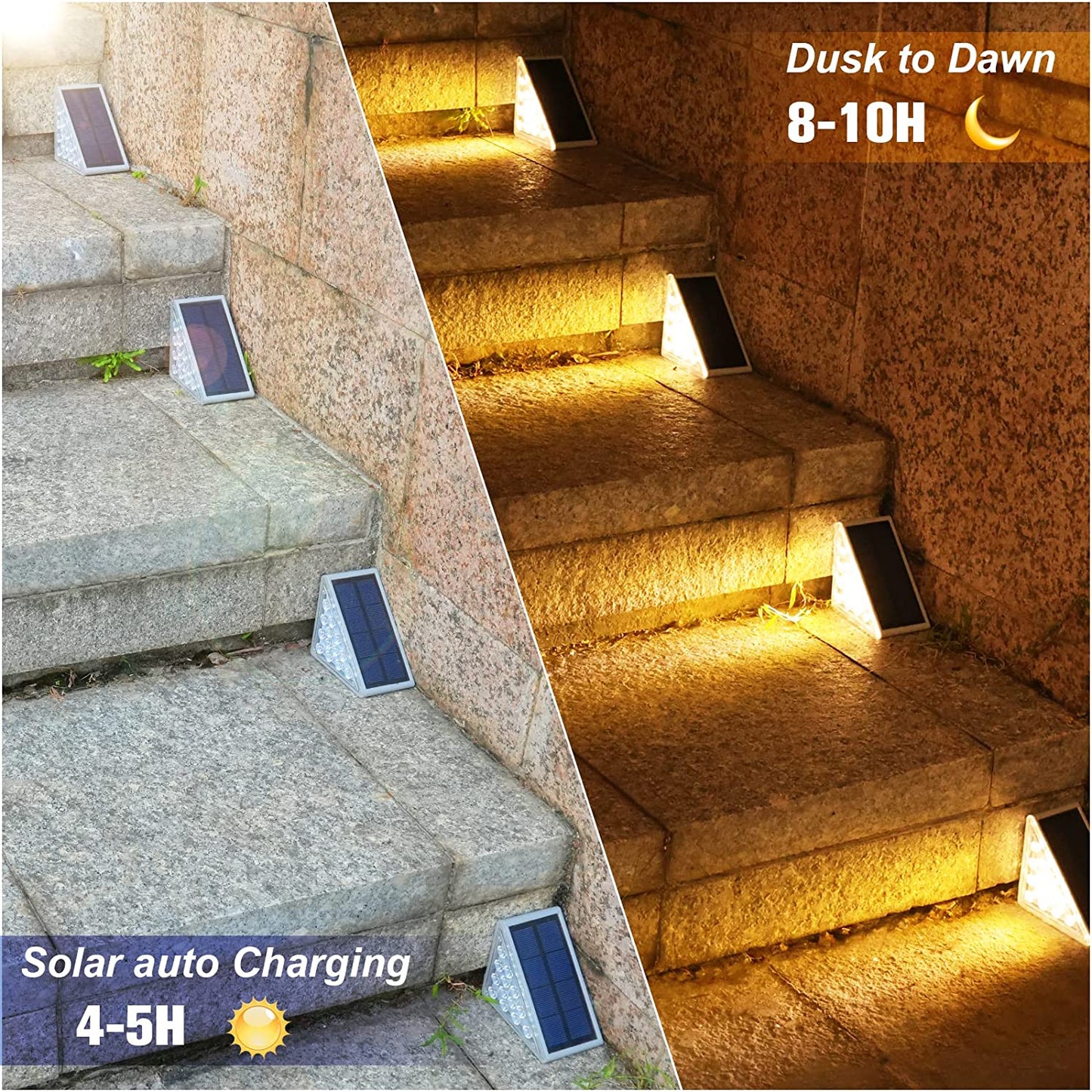 Solar Stair Lights 6 Pack, Solar Step Lights Outdoor Waterproof IP67, LED Outdoor Step Light,Outdoor Light Decor for Garden Stair, Deck, Front Step, Front Porch, and Patio（3000K）
