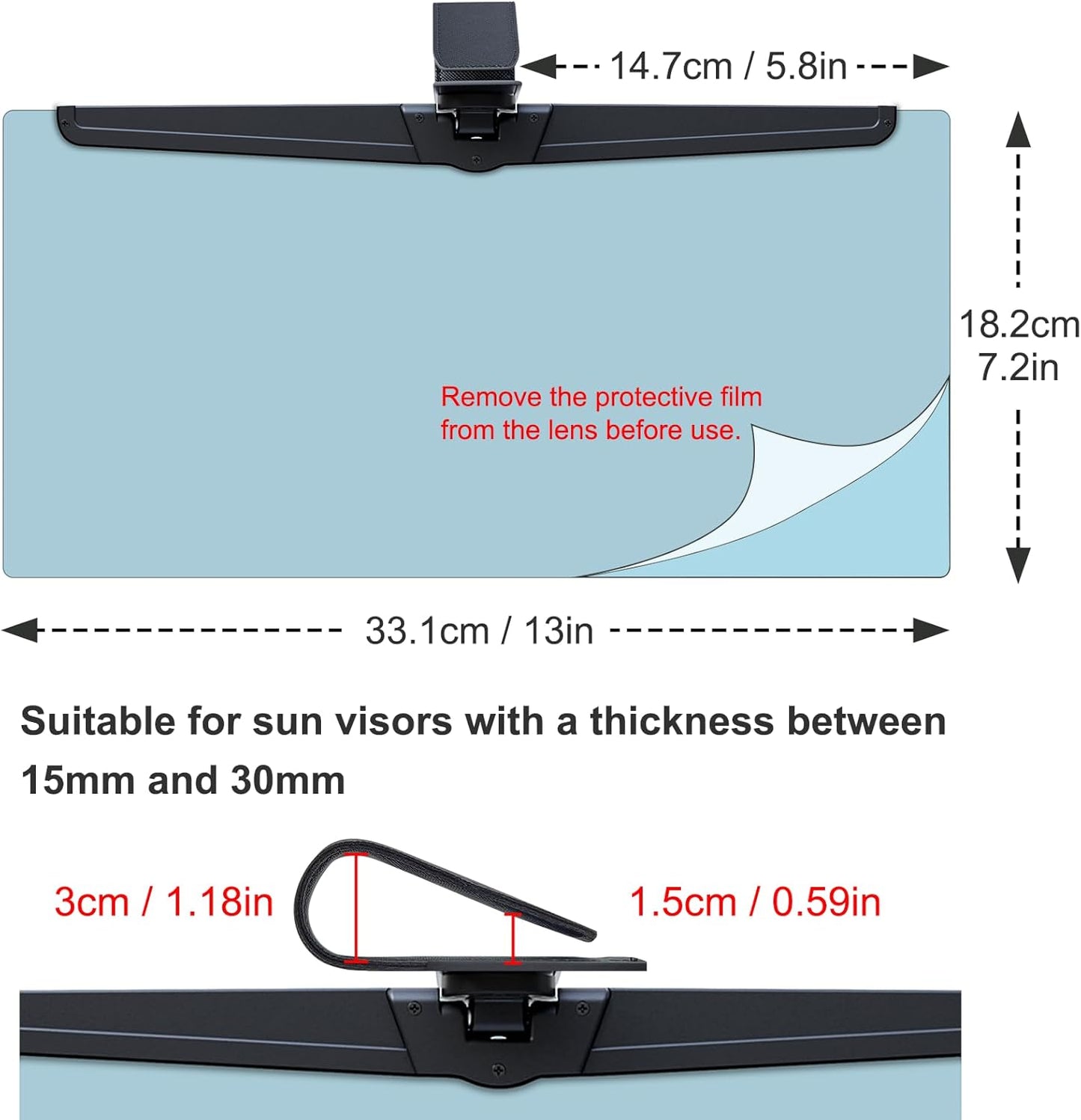 Sun Visor Extender for Cars, Polarized Car Visor Extender Sun Blocker UV400, Adjustable Visor Extension, Clip on Sun Visor for Car, Universal, Glare, UV Protector