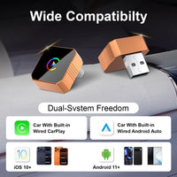 Wireless Carplay Adapter for Iphone,Wired Carplay to Wireless,Android Auto 2In1 Mini USB Design with Fast Stable Connection Car Play for Apple Ios 10+, Android 11+ Version