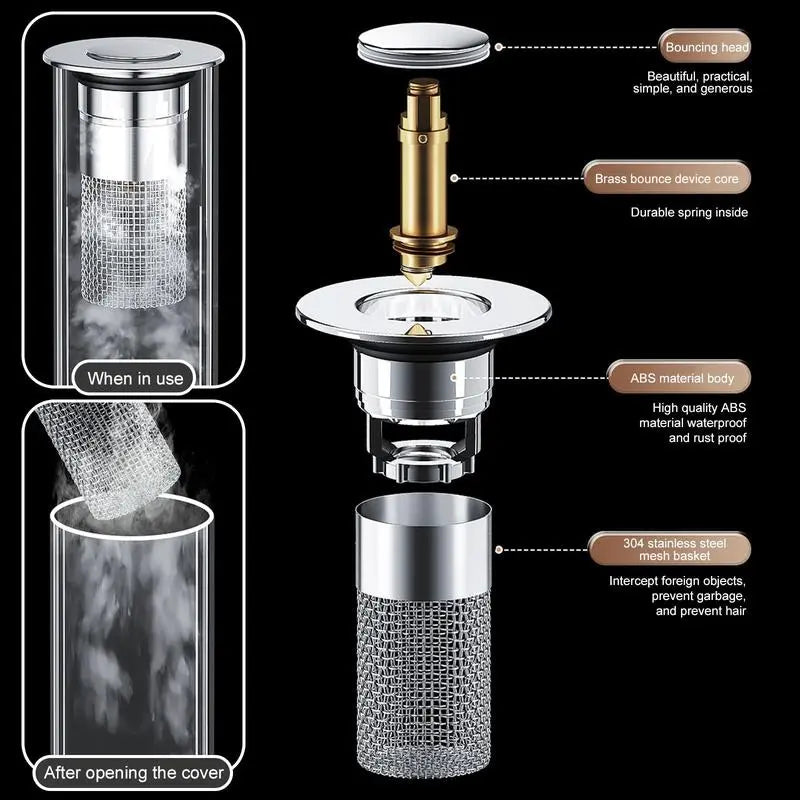 A smart drain filter that catches hair and valuables while keeping your drain clog-free.