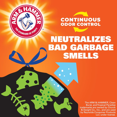 Ultra Strong 13 Gallon Trash Bags, Black Tall Kitchen Trash Bags 13 Gallon Size, Break Resistant Drawstring Enclosure, Continuous Odor Control, Blackout, Clean Burst Scent, 80 Bags