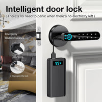 Fingerprint Door Lock- Smart Door Knob,Biometric Door Lock，With Passcode Keypad Keyless Entry Door Handle，For Bedroom Home Hotel Office Apartment (Black with APP)