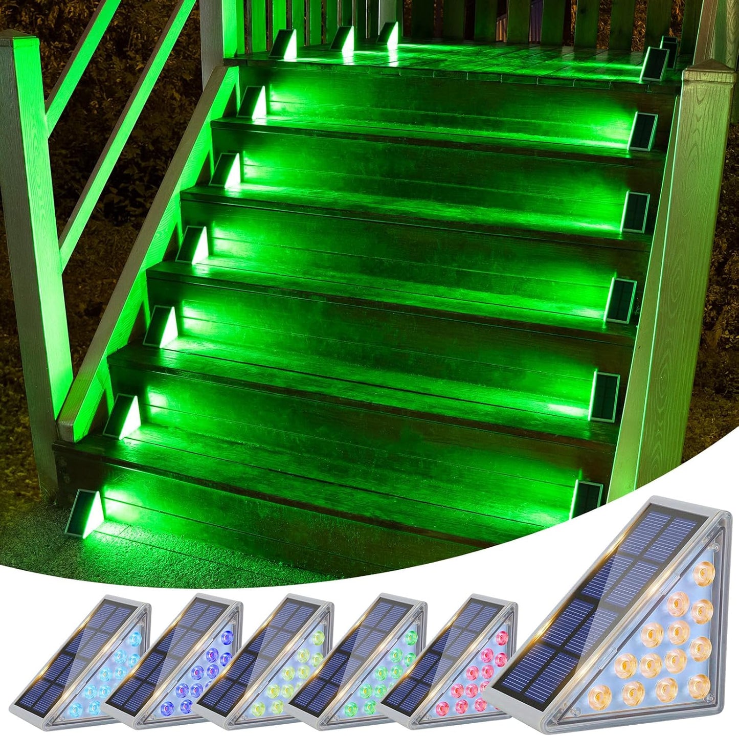 Solar Stair Lights 6 Pack, Solar Step Lights Outdoor Waterproof IP67, LED Outdoor Step Light,Outdoor Light Decor for Garden Stair, Deck, Front Step, Front Porch, and Patio（3000K）