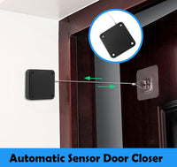 800G Set of 2 Punch-Free Automatic Sensor Door Closer, Multifunctional Drawstring Auto Door Closer for Residential Commercial Bedroom Room Storm (2 Pcs Black)