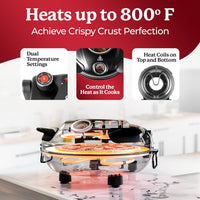 Crispy Crust Pizza Oven by  – 12 Inch Electric Pizza Oven Indoor Countertop Maker with Ceramic Stone Heats up to 800˚F for Stone Baked Pizzeria Style at Home as Seen on TV Products