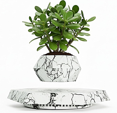 Levitating Plant Pot, Magnetic Levitation Flower Pot Rotating Planters Suspension Floating Plant Succulents Potted for Home Living Room Office Desk Decoration (Wood)