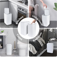 13 Gallon Trash Can with Lid, 25-45 L Altitude Variable Bin, Garbage Can with Wheels for Kitchen, Bathroom, Bedroom, Office, Two Space-Saving Small Waste Bin and Garbage Bag