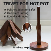 Wooden Trivet Tree Set for Hot Dishes, 100% Natural Wood, Expandable Design Coaster, Foldable Tree-Sharped Placemats with 4Pcs(Walnut Color)