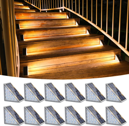Solar Stair Lights 6 Pack, Solar Step Lights Outdoor Waterproof IP67, LED Outdoor Step Light,Outdoor Light Decor for Garden Stair, Deck, Front Step, Front Porch, and Patio（3000K）