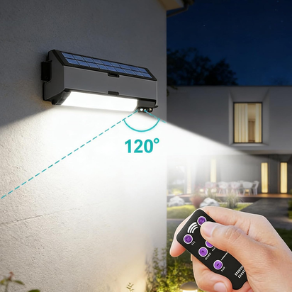 Solar Wall Light, 3 Mode Waterproof Sensor, 118.11 Inches Smart Lamp with Remote Control, Outdoor Pendant, Energy Efficient Design with Easy Installation, Home Accessory for Landscape Pathway