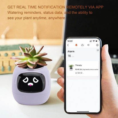Smart Flowerpots with 49 Expressions, AI Smart Pet Planter, Gifts for Plant Lovers,Smart Planter,7 Inbuilt Sensors, Smart Plant Pot for Indoor Decoration (Purple)