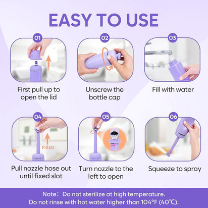 Portable Peri Bottle for Postpartum & Perineal Care: Handheld Bidet Perfect for Personal Hygiene Cleaning & Travel Friendly | 380Ml Leakproof & Convenient Design | Bpa-Free | EPB-01 Purple