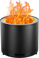 15 Inch Smokeless Fire Pit Stove Bonfire, Wood Burning Fireplaces with Removable Ash Pan, SUS430 Stainless Steel Inner Portable Outdoor Firepit, Ideal for Outdoor Patio Camping High 12.6 Inch