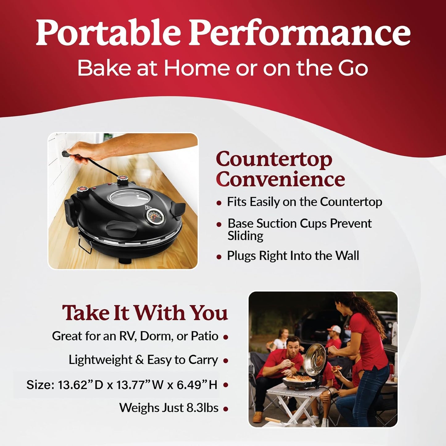 Crispy Crust Pizza Oven by  – 12 Inch Electric Pizza Oven Indoor Countertop Maker with Ceramic Stone Heats up to 800˚F for Stone Baked Pizzeria Style at Home as Seen on TV Products