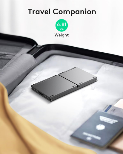 Foldable Bluetooth Keyboard with Touchpad, Portable Wireless Keyboard with Stand Holder, Rechargeable Full Size Ultra Slim Pocket Folding Keyboards for Android Windows IOS Tablet & Laptop-Gray