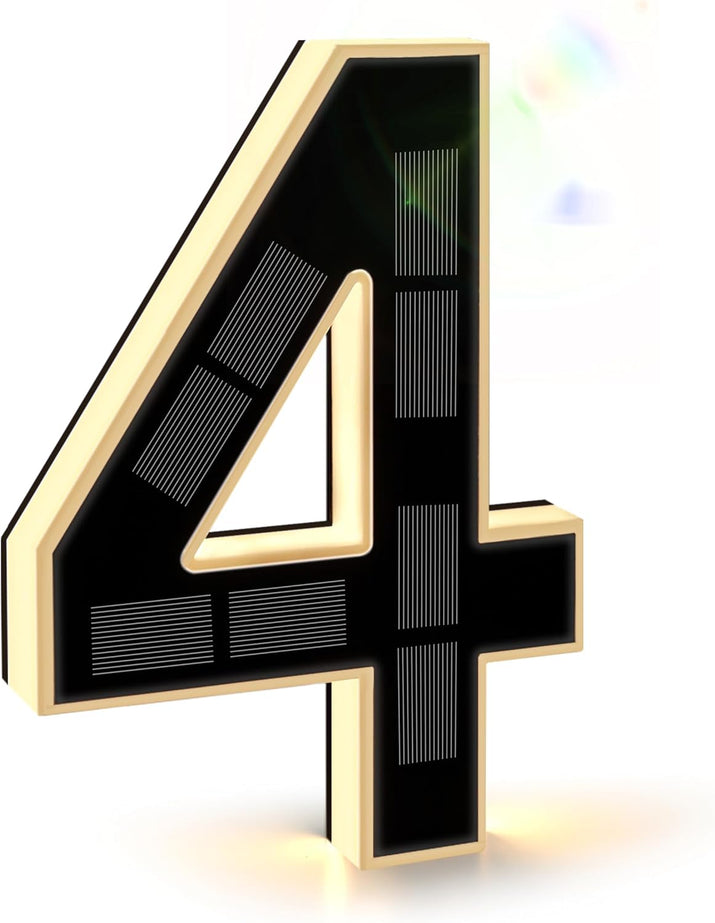 9 Inch Solar Lighted House Numbers for Outside, Light up Waterproof LED Address Numbers Signs for Houses, Large Personalized Illuminated Exterior Modern House Numbers Light (5-Black, 9IN)
