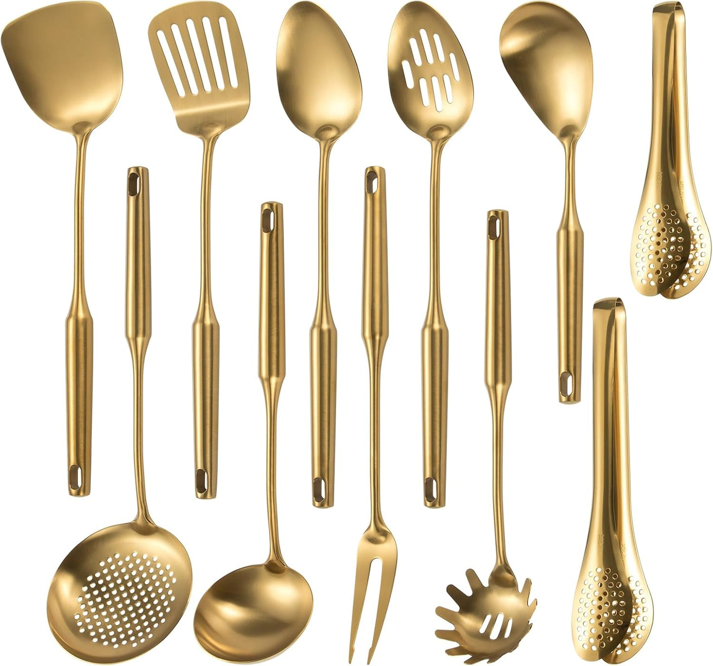 304 Gold Stainless Steel Matte Kitchen Utensils Set, 11 Pcs