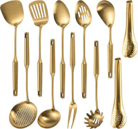 304 Gold Stainless Steel Matte Kitchen Utensils Set, 11 Pcs