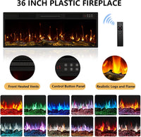 Fireplace TV Stand Entertainment Center with 36" Fireplace, 70" Wooden TV Stand for Tvs up to 80", Media TV Console with High Gloss Storage Cabinet and 16 Colors LED Lights (Black)