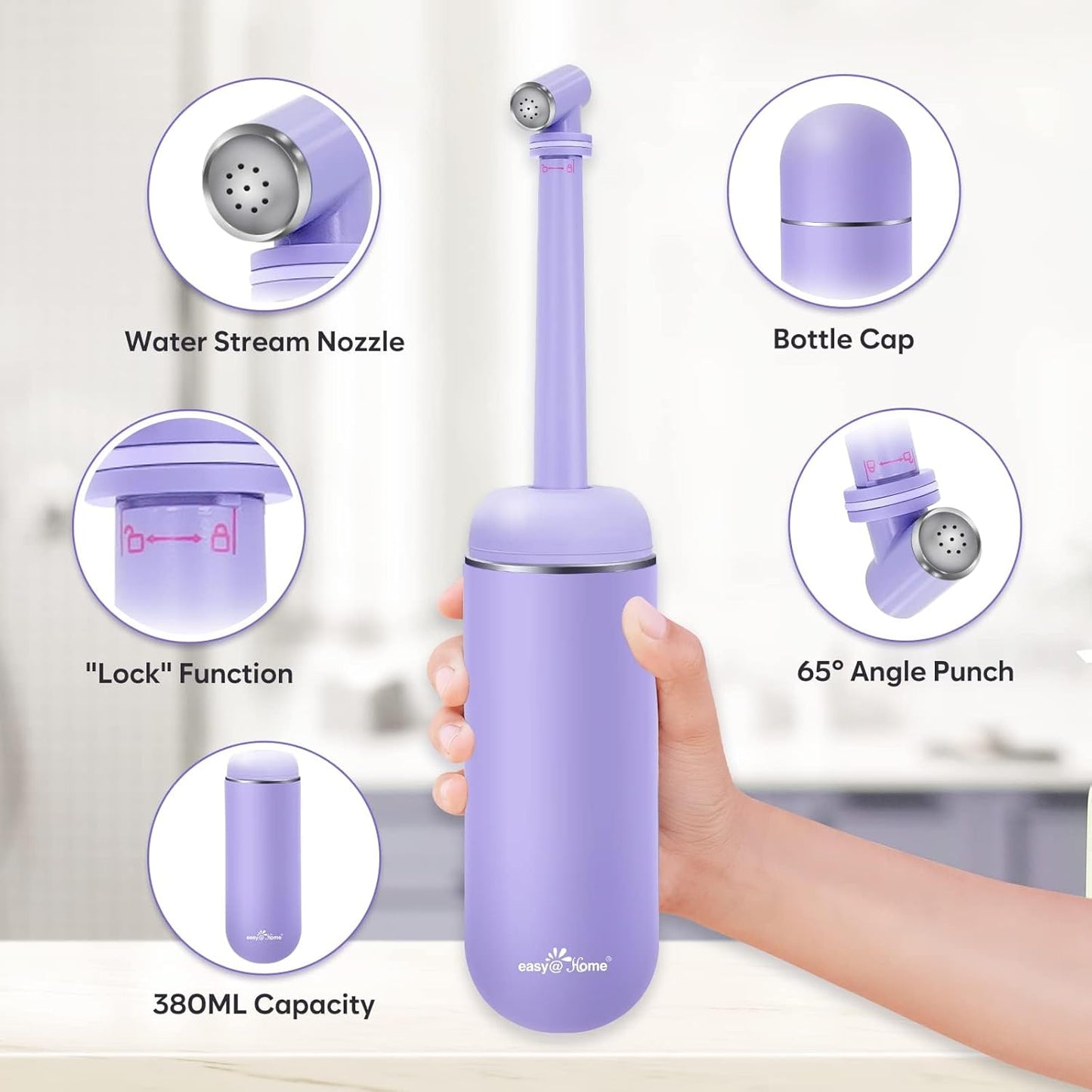 Portable Peri Bottle for Postpartum & Perineal Care: Handheld Bidet Perfect for Personal Hygiene Cleaning & Travel Friendly | 380Ml Leakproof & Convenient Design | Bpa-Free | EPB-01 Purple