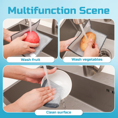 12 Pcs New Upgrade 3-Layer Metal Dish Cloth, No Scratches and No Odor, Multipurpose Wire Dishwashing Rag for Wet and Dry, Kitchen Cleaning Dishrags,Sinks,Dishes,Stove Top, Dimensions(7.08X8.86)