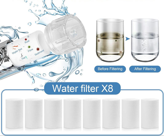 8 Pcs Faucet Filter Purifier Replacement for Kitchen Sink/Bathroom Sink PP Cotton for Faucet Extender Strong Filter Improve Water Conditions Removes Chlorine Fluoride Heavy Metal