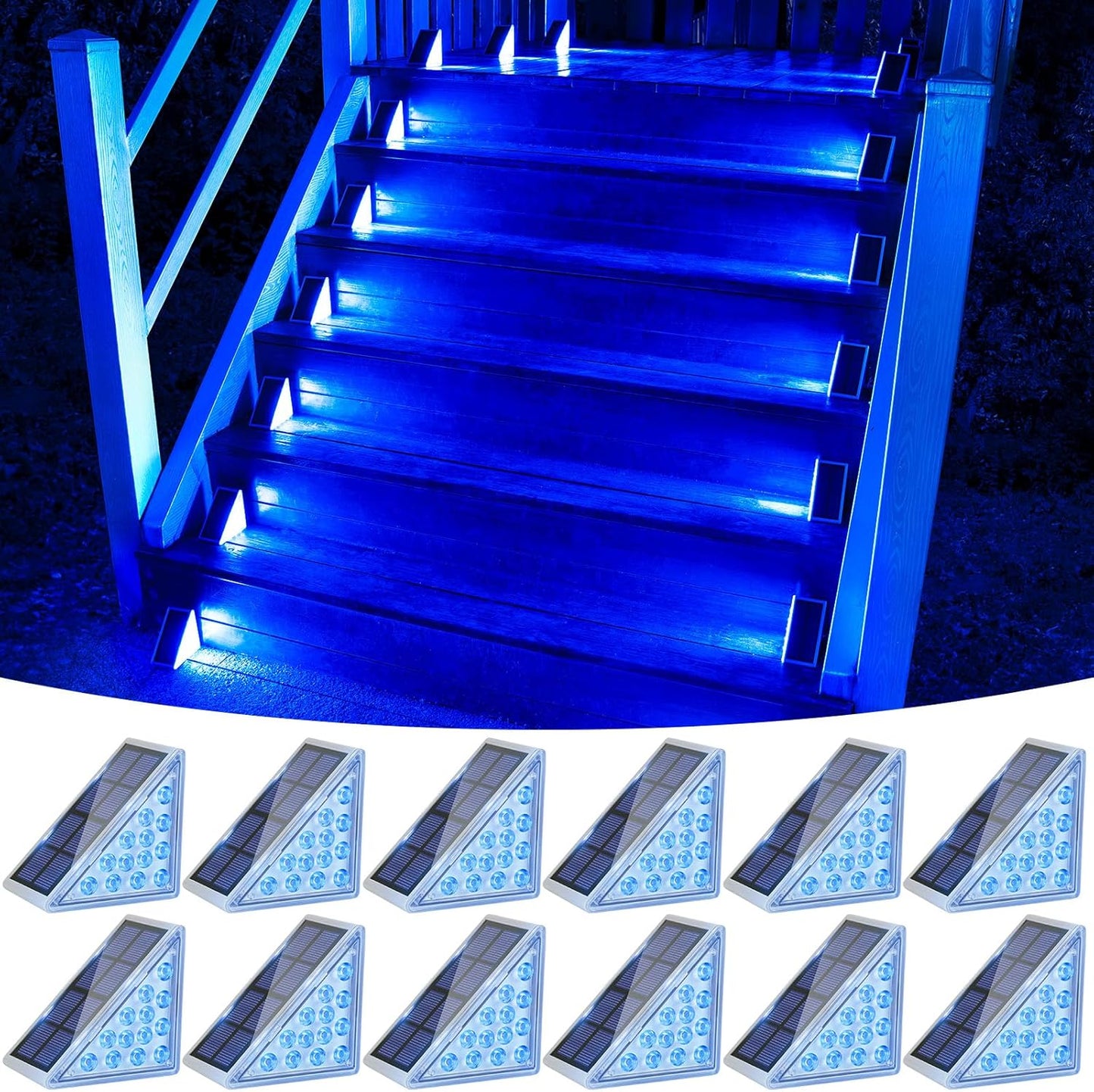Solar Stair Lights 6 Pack, Solar Step Lights Outdoor Waterproof IP67, LED Outdoor Step Light,Outdoor Light Decor for Garden Stair, Deck, Front Step, Front Porch, and Patio（3000K）